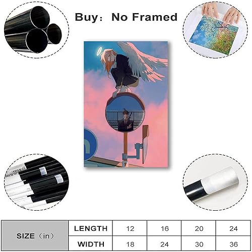 Miniatura 2 de Chainsa - Póster de anime japonés con diseño de motosierra y manga, pintura en lienzo, pósteres nórdicos e impresiones de pared para sala de estar