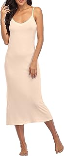 Summienlink Damen Lang Full Slip für Unterkleider V Ausschnitt Nachthemd Sexy Cami Kleid