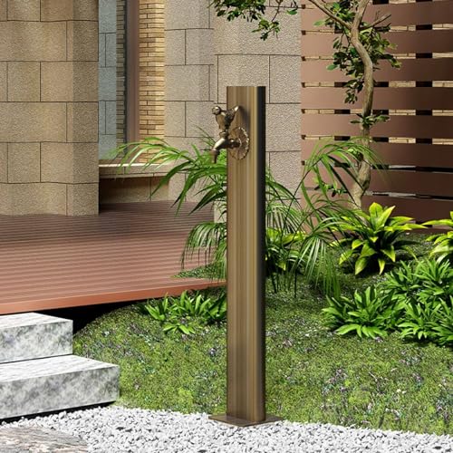 Réservoir d'eau, Colonne d'eau de Jardin avec Robinet - Fontaine d'irrigation en Acier Inoxydable et Support de Tuyau pour terrasse et Villa, avec Robinet d'arrosage, Pistolet pulv