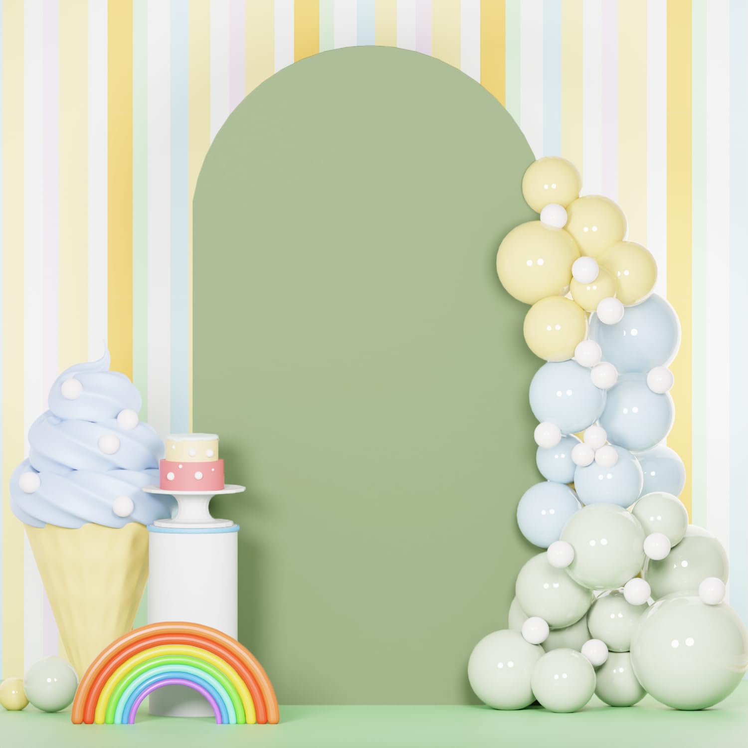 Light Green Spandex Arch Backdrop Cover 7.2ft Wedding Arch Backdrop Stand Covers Round Balloon Arches Covers for Backdrops Stand Double Sided Arched