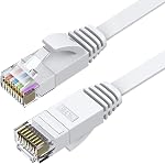Cat6 Ethernet Cable 50 FT White, BUSOHE Cat-6 Flat RJ45 Computer Internet LAN Network Ethernet Patch Cable Cord - 50 Feet