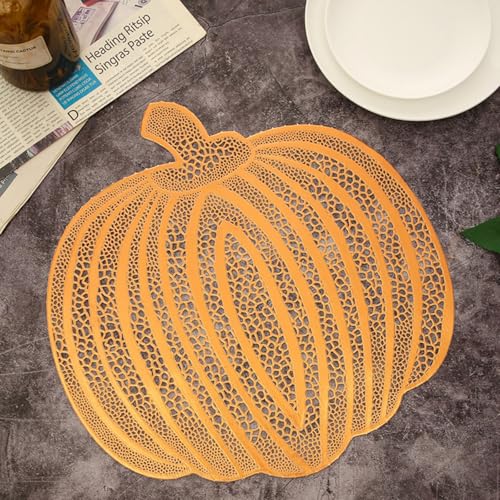 Set de table citrouille PVC antidérapant lavable orange moderne 36x36cm KnSam - 5