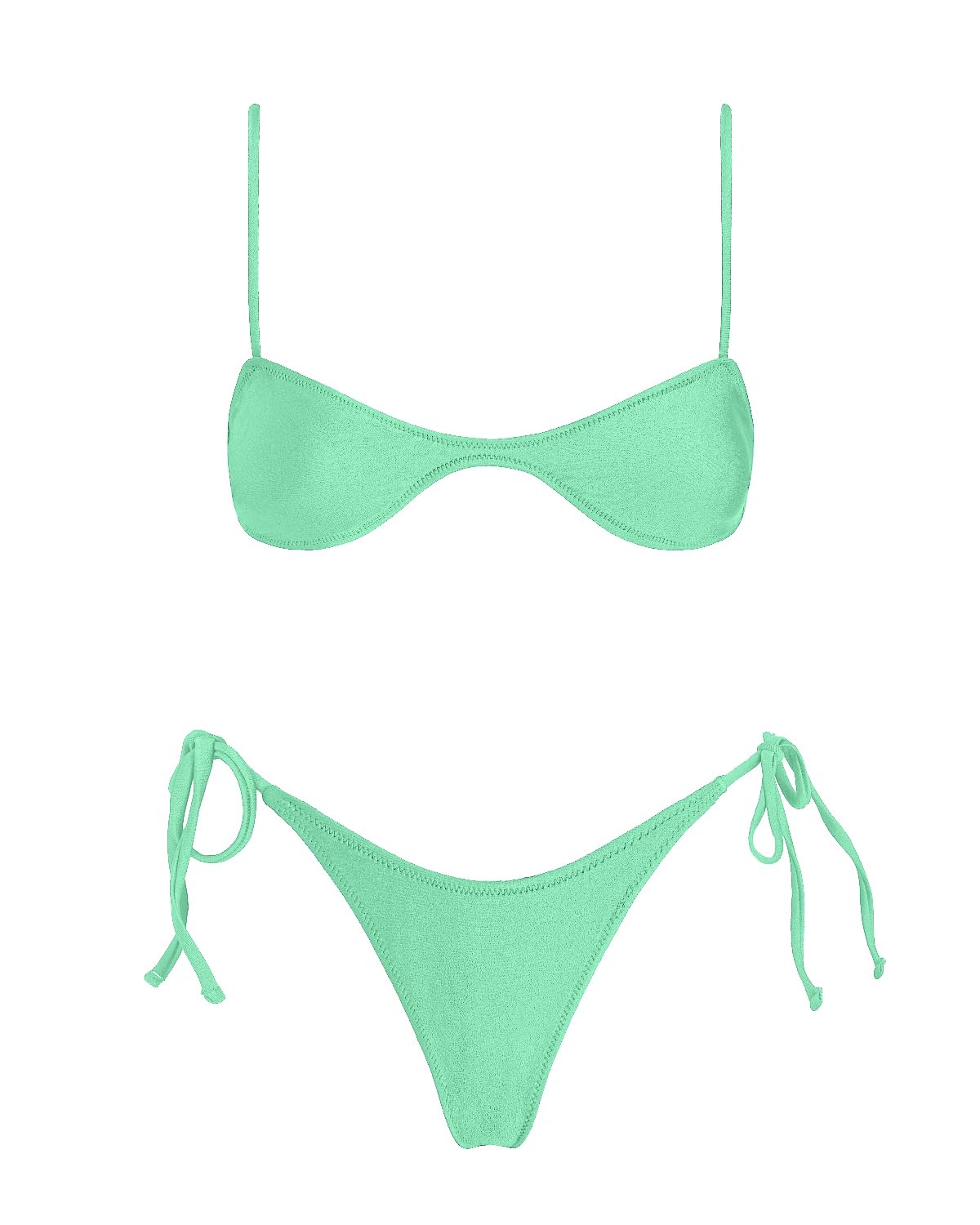 VOLAFA Womens Triangle Bikini Sets Tie Sexy Thong Solid Cheeky Swimsuit Brazillian Two Piece Bathing Suit