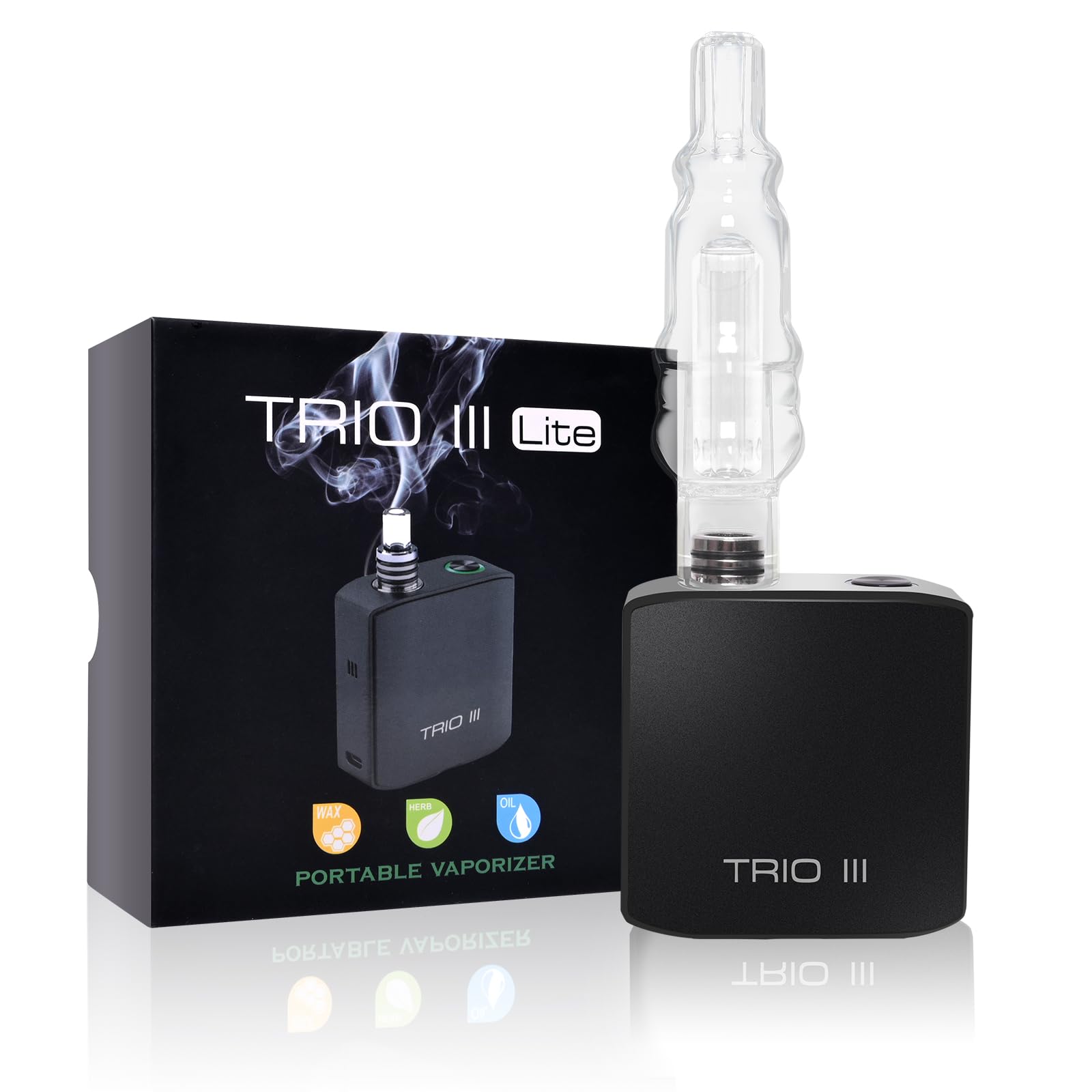 Aisvape TRIO III Vaporizer for Dry Herbs & extracts | Conduction Mechanism | Replaceable SUS304 Chamber | 18350 Battery | Portable Size | Mini Water Bubbler