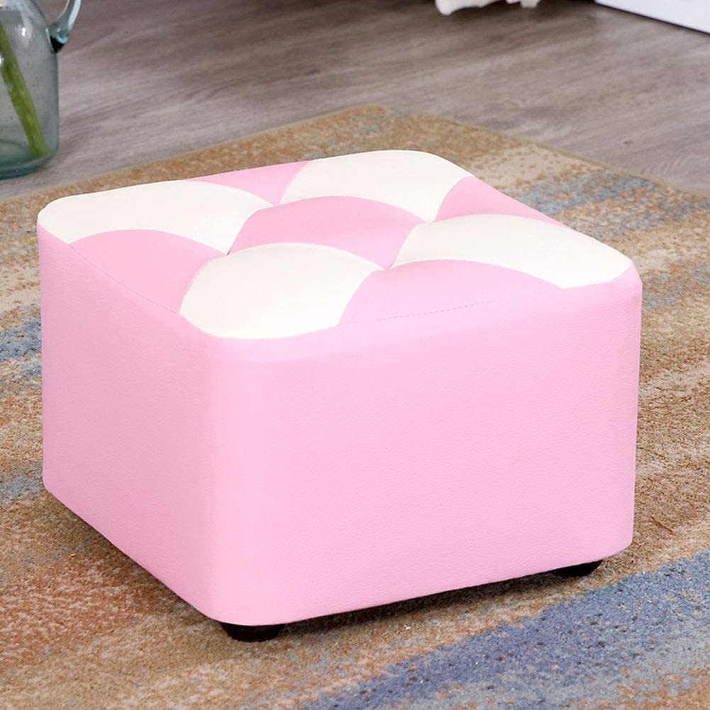 Repose-pieds en cuir pouf carré tabouret bas 4 pieds antidérapant