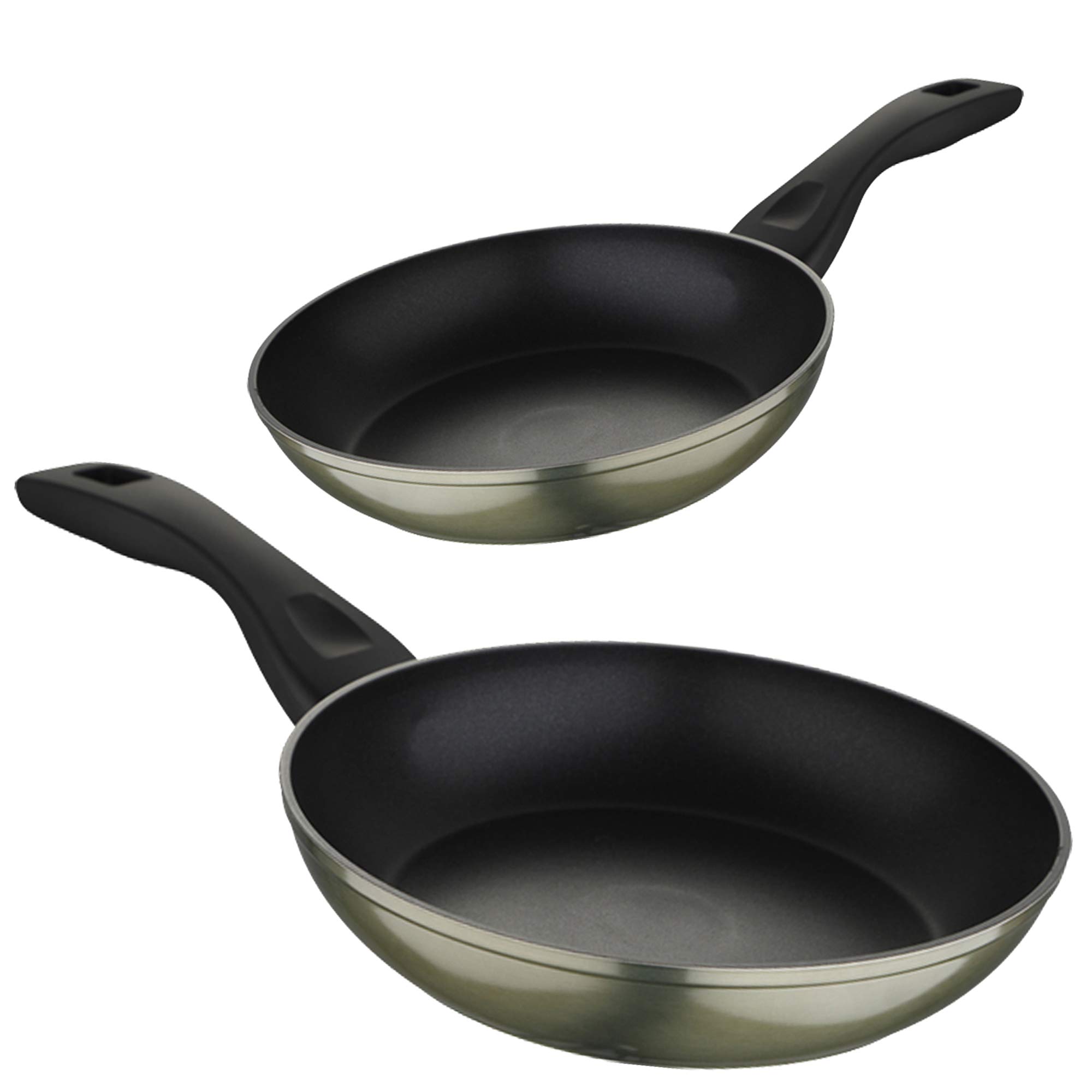 Bergner 10 Piezas batería de Cocina 4 cacerolas con Tapas de Vidrio, más Set 2 sartenes 20/24 cms-aptas para inducción, Acero Inoxidable/Aluminio Forjado, Verde