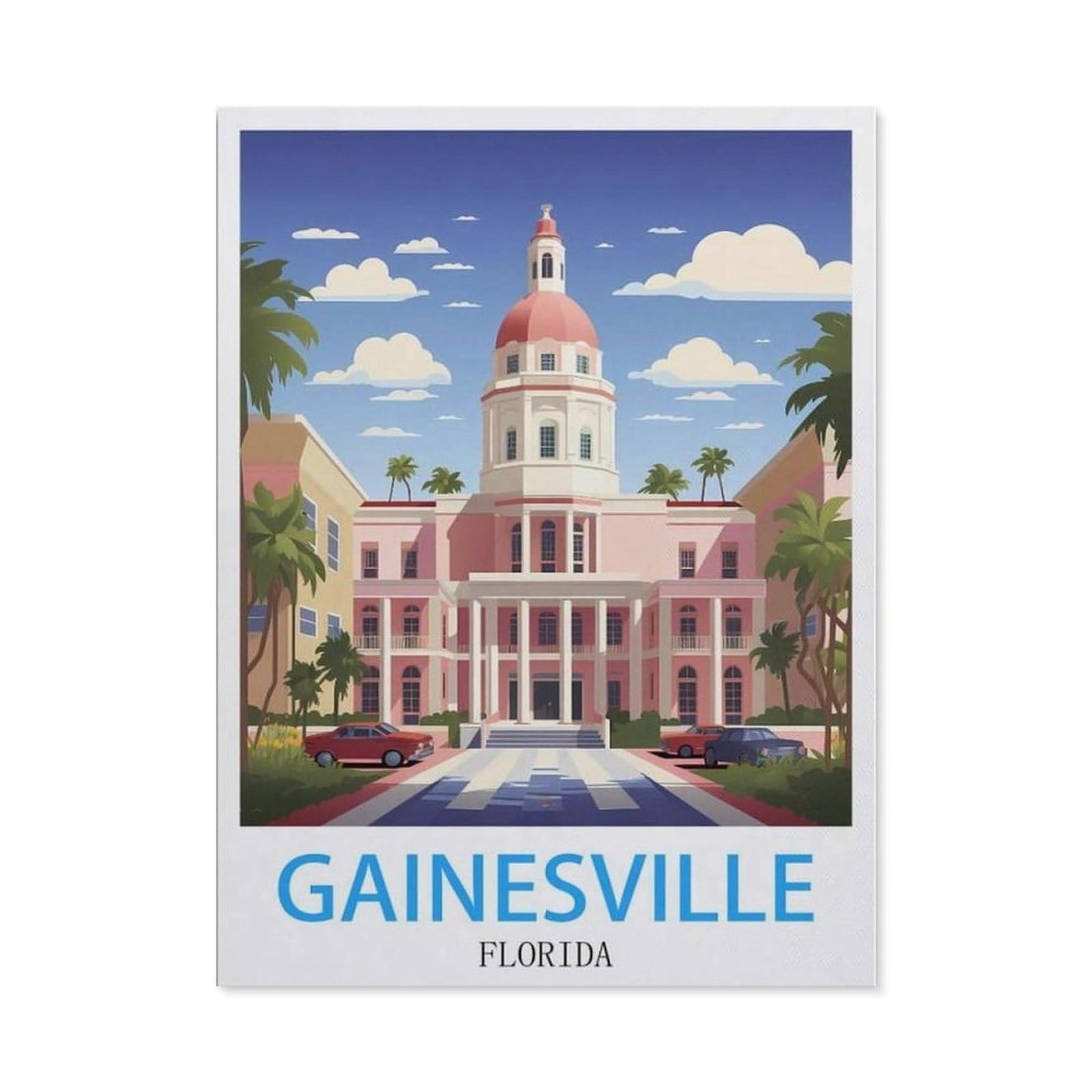 Beayodkp （30 X 40 Cm/11.81 X 15.74 Inches） 5D Diamond Painting，Gainesville Florida Vintage Travel Posters，Diamond Embroidery Cross Stitch-Cd19