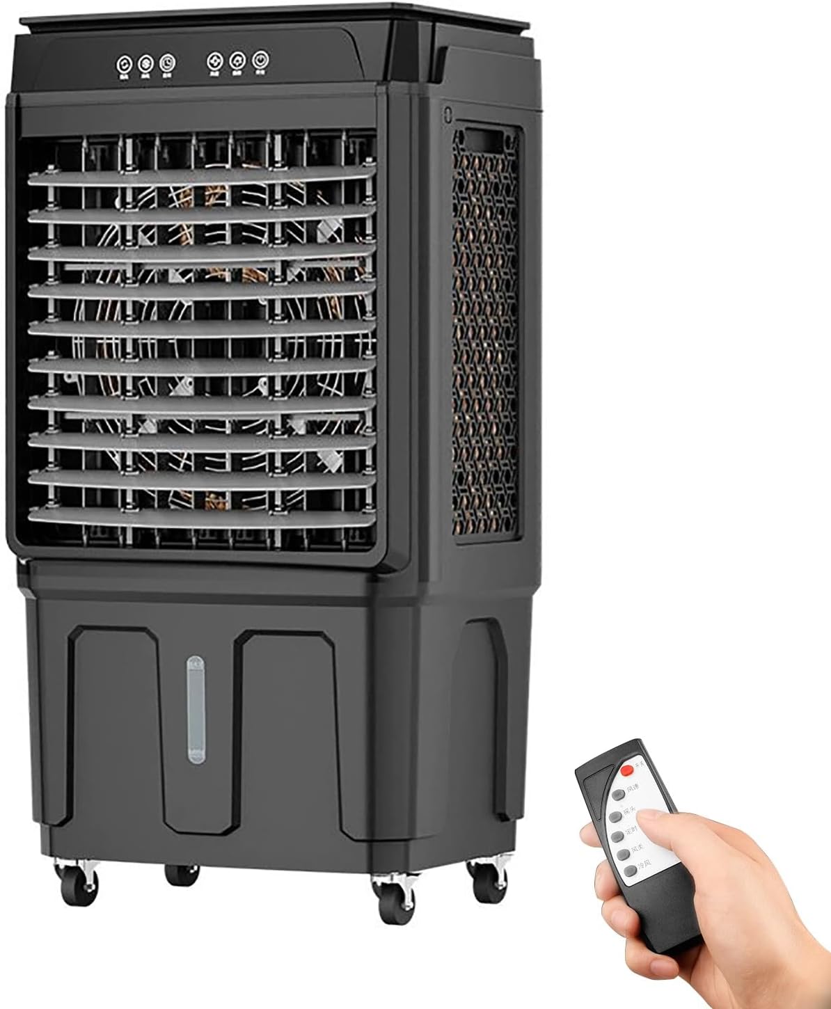 Portable Evaporative Air Cooler - Water Cooler Fan with Large Water Tank, 120° Oscillation, 3 Speeds, 12 Hour Timer, and Remote Control for Indoor and Outdoor Use