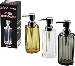 UZUN SEKİZGEN ŞEFFAF - RENKLİ AKRİLİK - MİKA KRİSTAL SIVI SABUNLUK 200ML (5324)