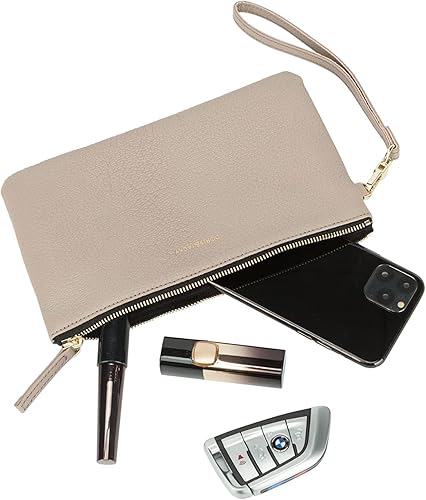 Vista 5 de DORIS&JACKY Bolso de mano pequeño de cuero para mujer, delgado, delgado, de piel de cabra, para teléfono celular, con correa