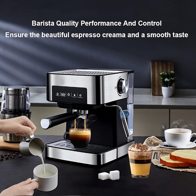 Máquina de Espresso Semiautomática 20 Bar, 1.6L, con Espumador de Leche miniatura 2