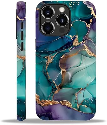 ZHEGAILIAN Compatible with iPhone 13 Pro Max Case,Elegant Agate Marble 13 Pro Max 2 in 1 Silicone Mixed Hard Pc Case,Durable Shock-Proof Protection Pattern Design
