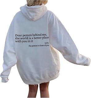Dear Person Behind Me Hoodies,Women's Fashion Letter Graphic Sweatshirt Casual Loose Fit Pullover Tops