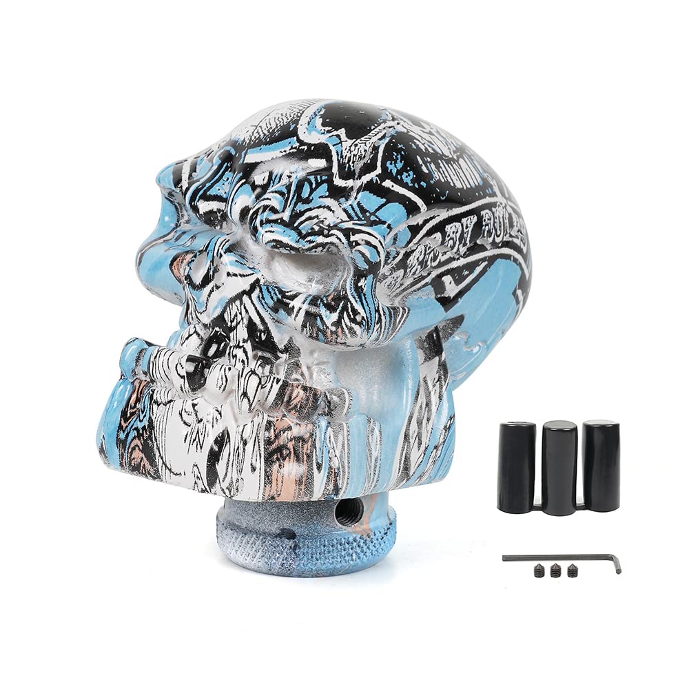 muge racing Gear Shift Knob Skull Head Car Gear Shifting Stick for Most Manual Auto Transmissions,Blue