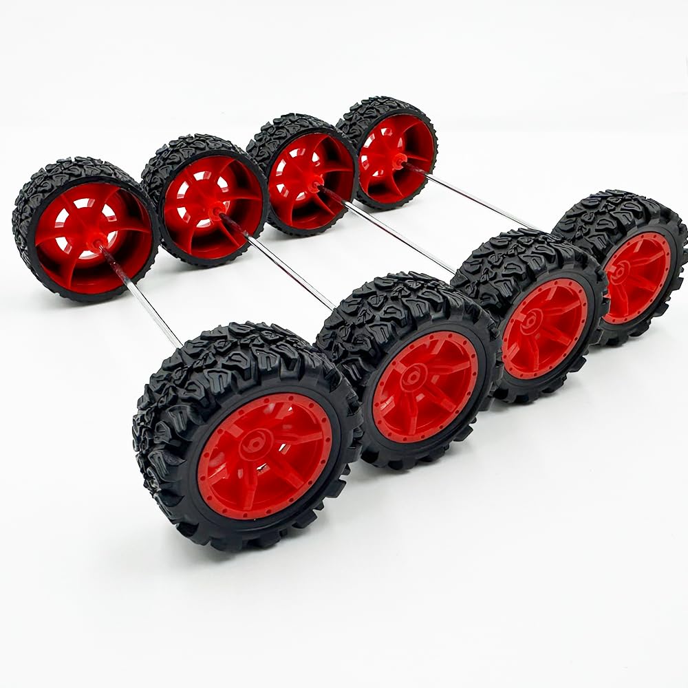 10PCS Toy Car Wheels 39mm Toy Car Rubber Tire Wheels with 5PCS Shaft Round Rod Axles for RC Car Truck Robot DIY Model Toy Parts (2x20x39mm)
