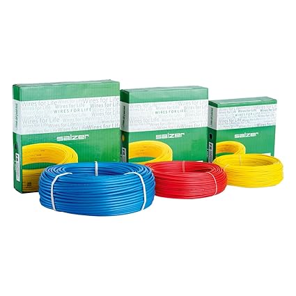 SALZER Flame Retardant Building Wires 1 Sq/mm, Red | 90 Meters PVC Insulated Wires for Home | 99.997% Pure ETP Grade Copper with Low Resistivity | 1100 Volt, RoHS Electric Copper Wire