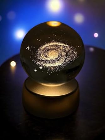 MR 3D Crystal Glass Globe Color Changing LED Light Night Light Decorative Gift Special Design A wonderful Gift Galaxy Dust Cloud [Energy Class A]