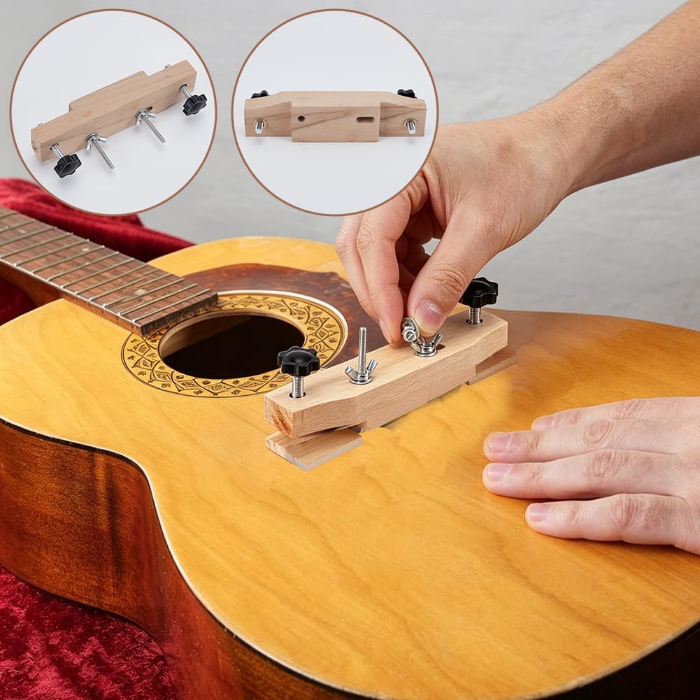AHANDMAKER Abrazadera de puente de guitarra acústica folk, herramienta de reparación de puentes, herramienta de reparación de puente de guitarra, herramientas Luthier, clip de fijación, abrazadera de