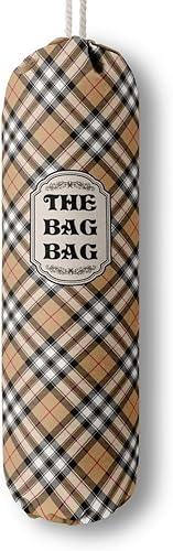 Organizador clásico de bolsas de comestibles a cuadros de búfalo para bolsas de compras, bolsas de plástico de montaje en pared, dispensadores de