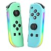 Haiovia Replacement for Nintendo Switch Joycon Controller,Wireless controllers with Nintendo Switch Joycons ,Compatible for SwitchOLEDLite, Support Dual VibrationWake-upMotion ControlRGB Lights,GreenBlue