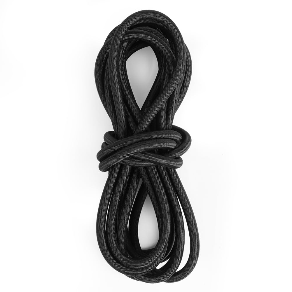 NUTKIT Bungee Cords, 8mm x 5M Elastic Shock Cord, Heavy Elastic Bungee Rope Shock Cord for Trailer, Tarpaulin, Tent Pole, Kayak and Backpack DIY Projects - Black