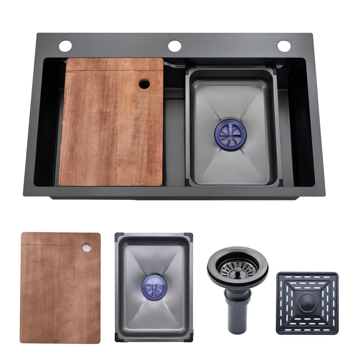 30 Inch Drop In Kitchen Sink Workstation Black - 30X18 Inch Kitchen ...