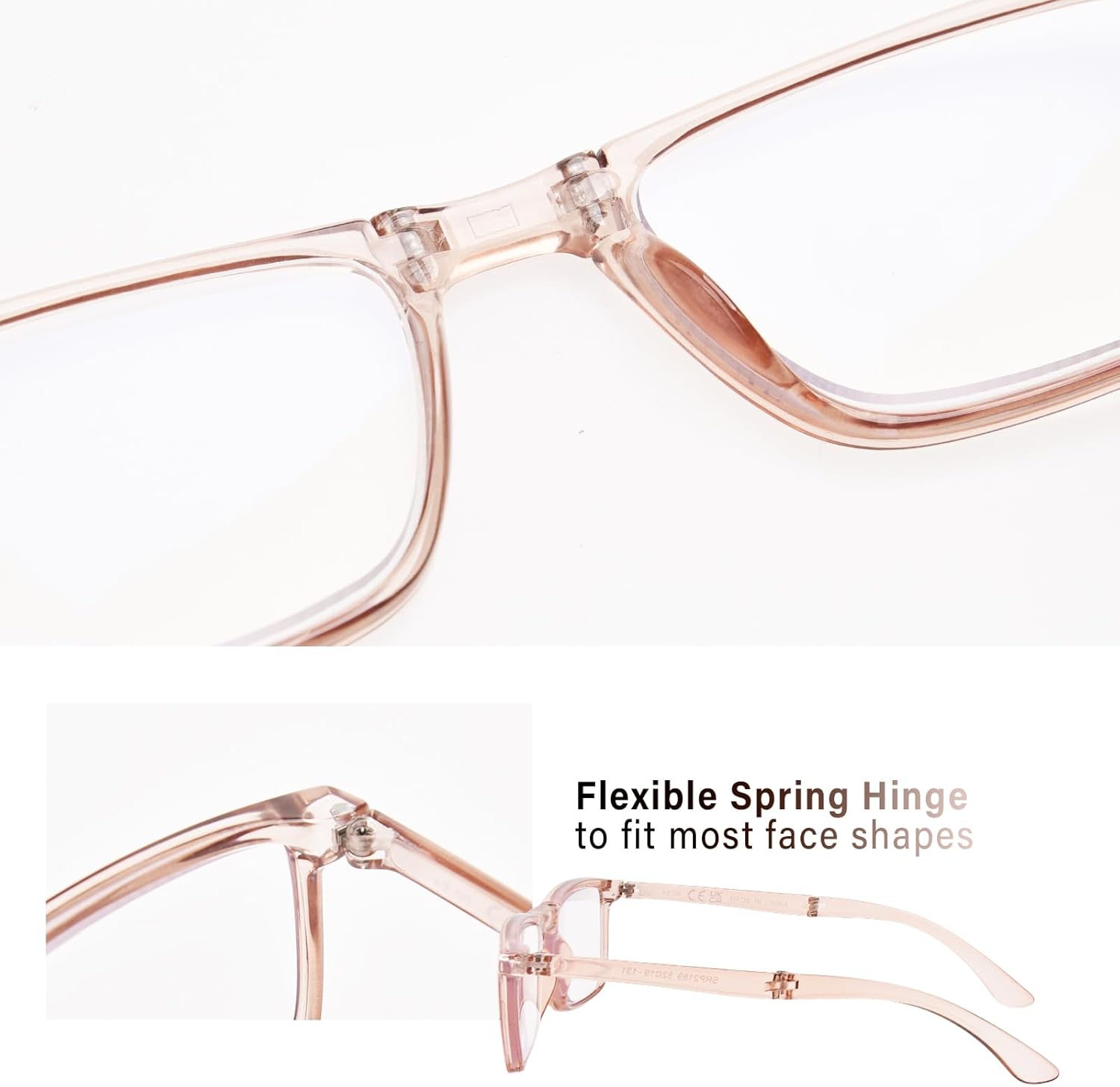 OPTOFENDY Folding Reading Glasses for Women Men, Small Spring Hinge Readers, Portable Blue Light Glasses with Zipper Case