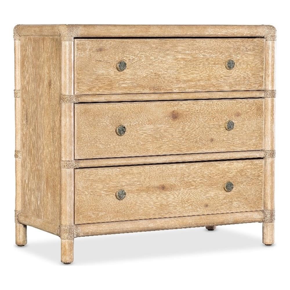BOWERY HILL Modern/Contemporary Wood Rattan Nightstand in Beige