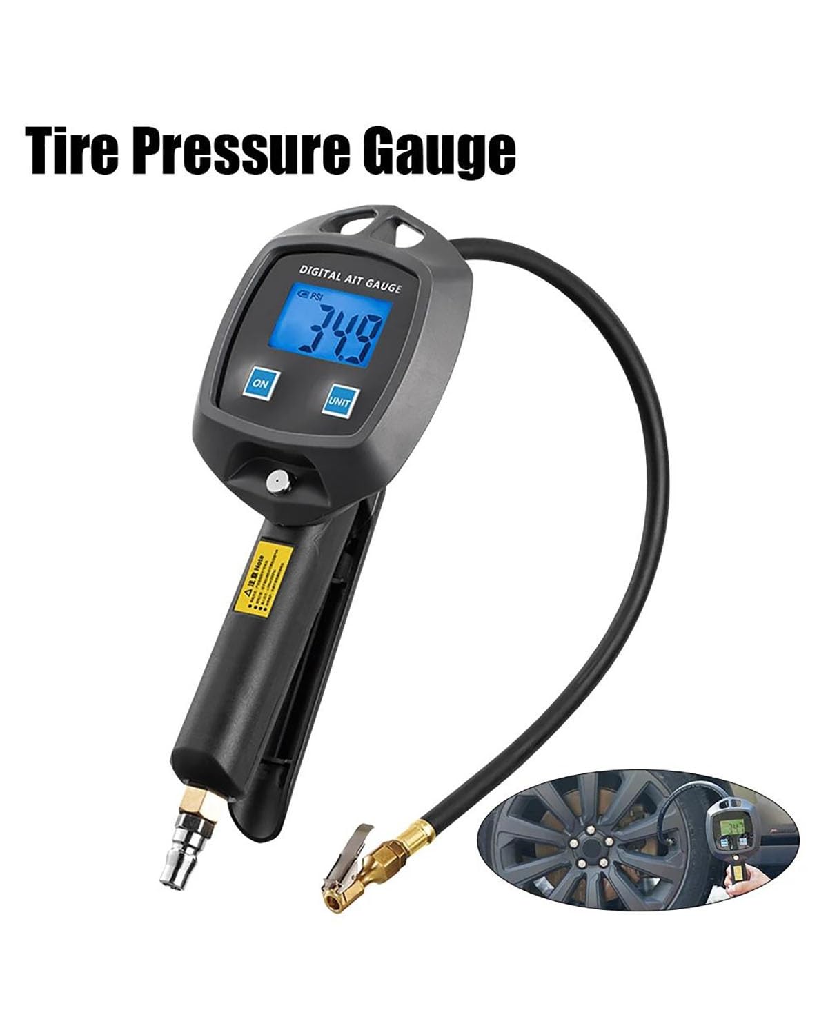 Manometro Pressione Gomme Manometro Per Pneumatici 0-18Bar 255Psi Monitor Con Ugelli Tubi Gonfiaggio Tester Auto Pistola Gonfiaggio Accessori Pneumatici Per Bici Manometro Digitale