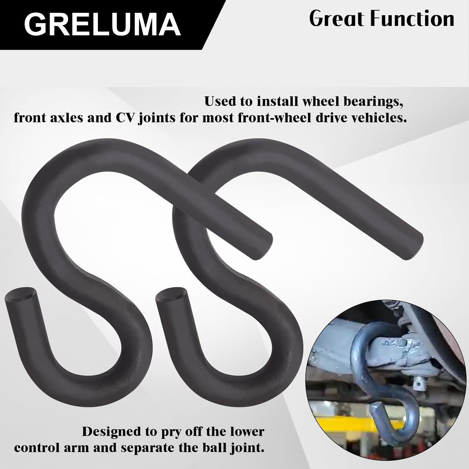 Greluma 1 Pezzo Strumento di leva per braccio controllo inferiore-Adattatore gancio leva 22mm(7/8")Strumenti auto meccanici veicoli trazione anteriore,rimozione boccole e gancio leva braccio controllo