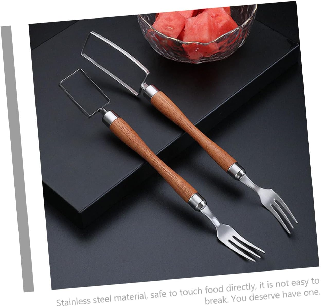Cabilock Dual Head Stainless Steel Watermelon Slicer Cutter Multi Functional Fruit Fork Slicer Tool for Melon Cutting Safe for Fruit Serving