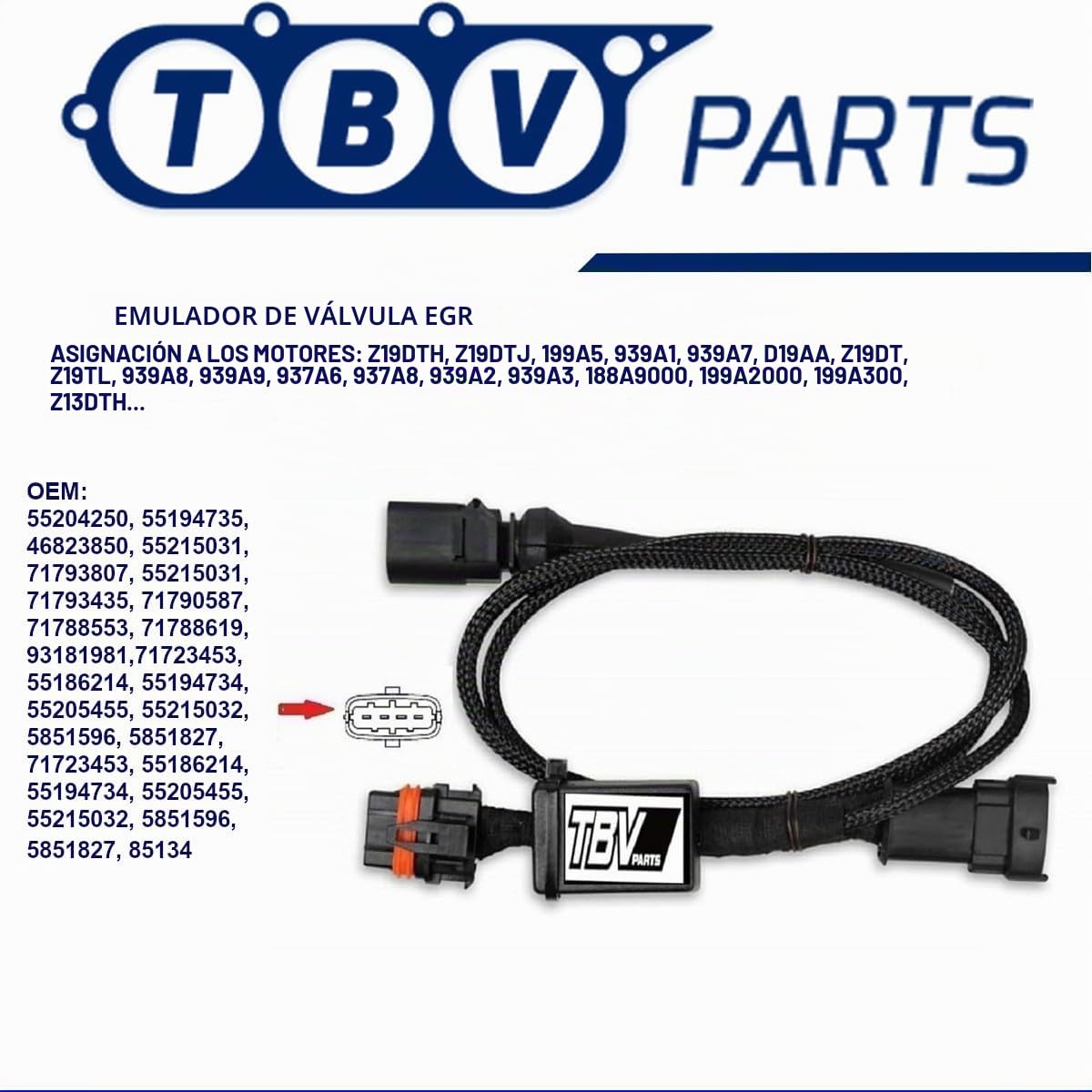 Emulador Válvula EGR Compatible con Motores 1.3/1.9/2.4 JTD JTDM CDTI TID DDIS – Referencias 55186214, 55194734, 55205455, 55215032, 1477144