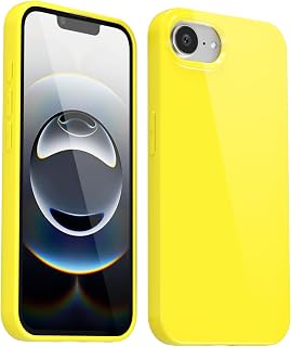 Svanove Funda de silicona para iPhone 16e, gel de goma suave brillante, bonita funda protectora de plástico simple para mujeres y niñas, delgada, flexible, a prueba de golpes, color amarillo
