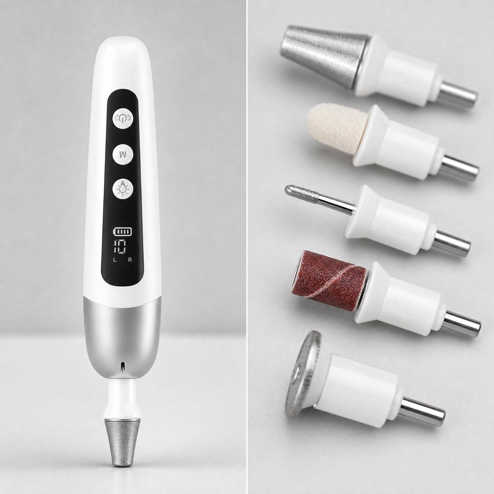 Taladro Uñas Mano Recargable con Pantalla Digital Kit Manicura y Pedicura Eléctrico Portátil Herramienta Pedicura y Manicura Eléctrica, ++Rojo