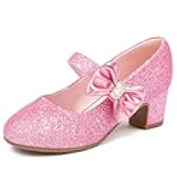 Girls Dress Shoes with Bow Mary Jane Princess Shoes Flower Girl High Heels for Toddler Little Big Kids Wedding Party Birthday