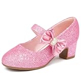 Girls Dress Shoes with Bow Mary Jane Princess Shoes Flower Girl High Heels for Toddler Little Big Kids Wedding Party Birthday