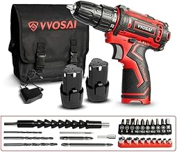 WOSAI Furadeira sem fio com bateria de íon de lítio de 2 × 12V 1,5Ah, chave de fenda elétrica 28N.m de torque, mini acionador de energia sem fio ferramentas elétricas DIY,bolsa de ferramentas, 28 Peca de Brocas