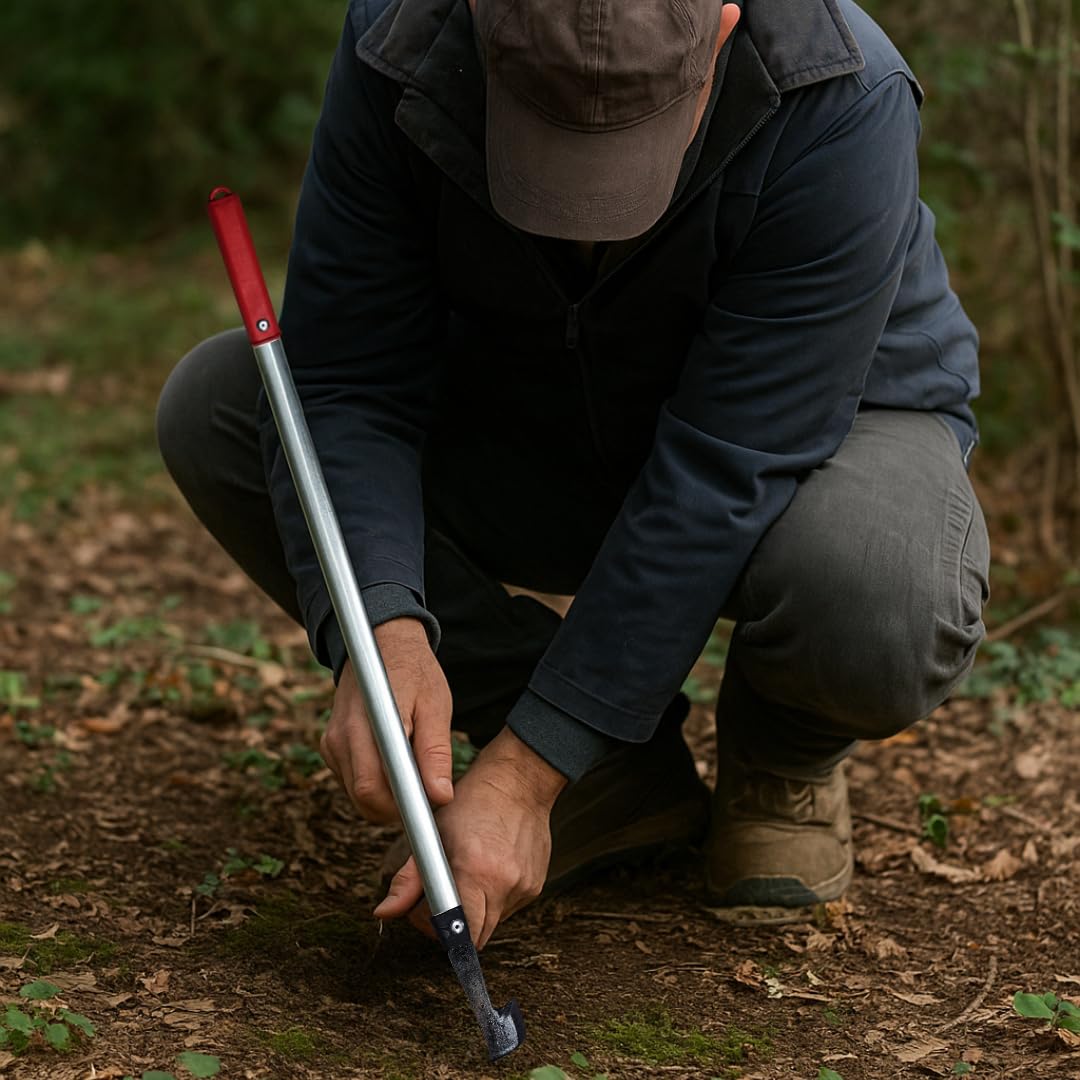 Vanghetto per Tartufi 100 cm | Manico in Alluminio Leggero, Lama Forgiata Alta Resistenza, Impugnatura Antiscivolo in ABS | Strumento Trifolatura Professionale Ergonomico (Bandiera)