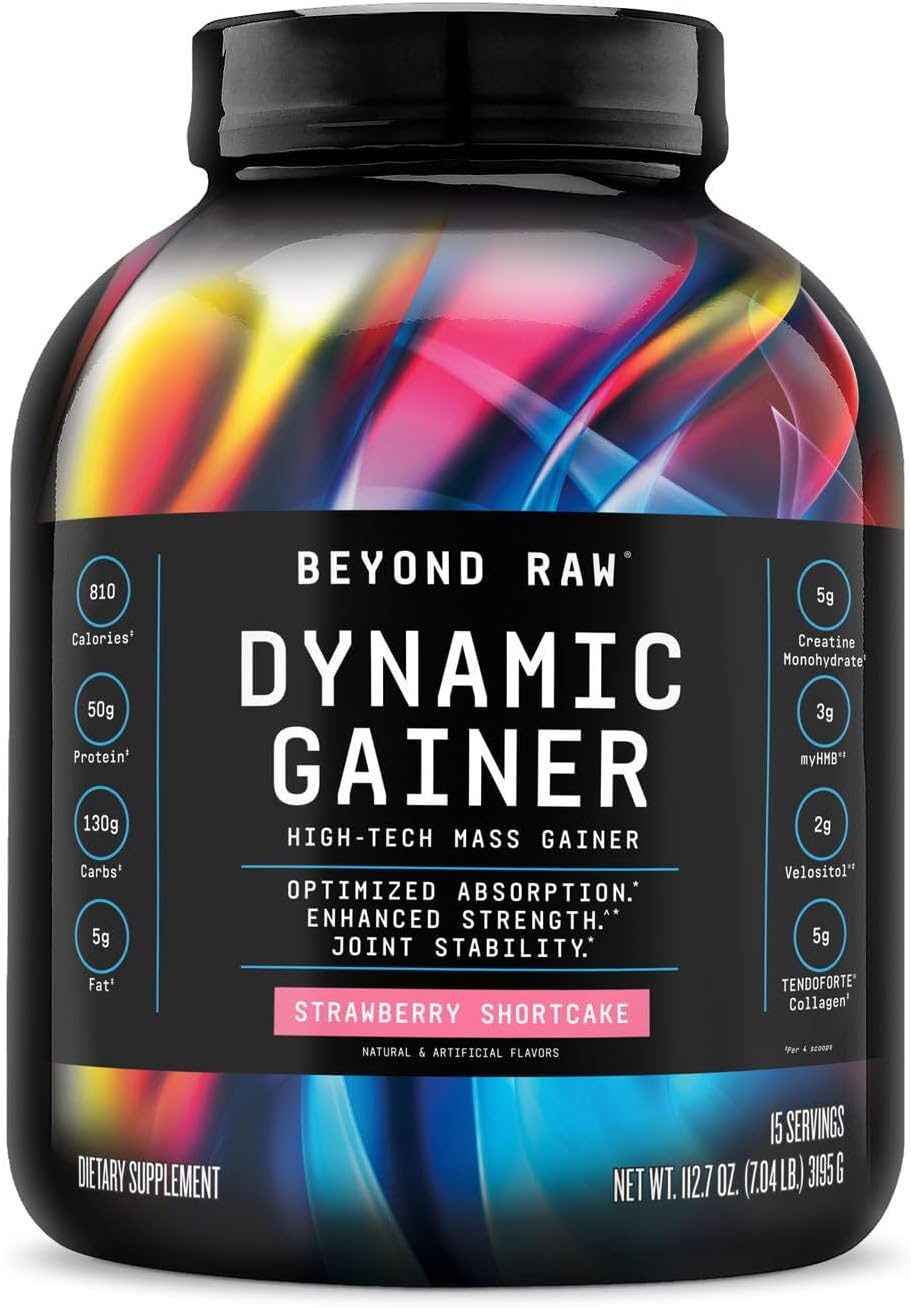 BEYOND RAW Dynamic Gainer | High-Tech Mass Gainer | Optimized Absorption, Enhanced Strength, and Joint Stability | Vanilla Cheesecake | 15 Servings