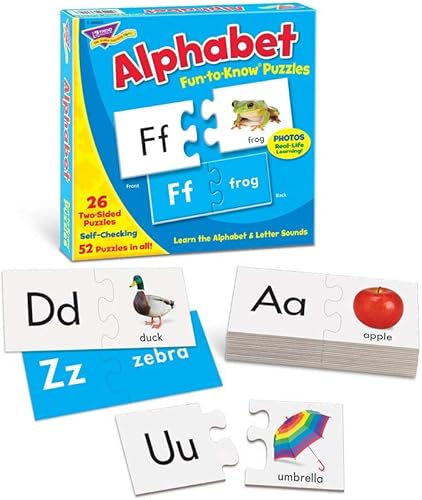 Miniatura 2 de Trend Enterprises rompecabezas divertidos de saber alfabeto aprende el alfabeto y los sonidos de las letras 26 rompecabezas de dos caras