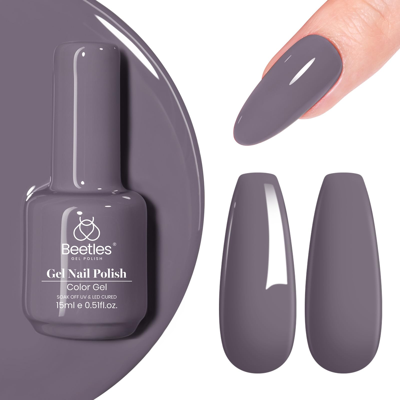 beetles Purple Grey Gel Polish - Stormwatch Color, 15ML | Elegant Shade for All Seasons - main product image