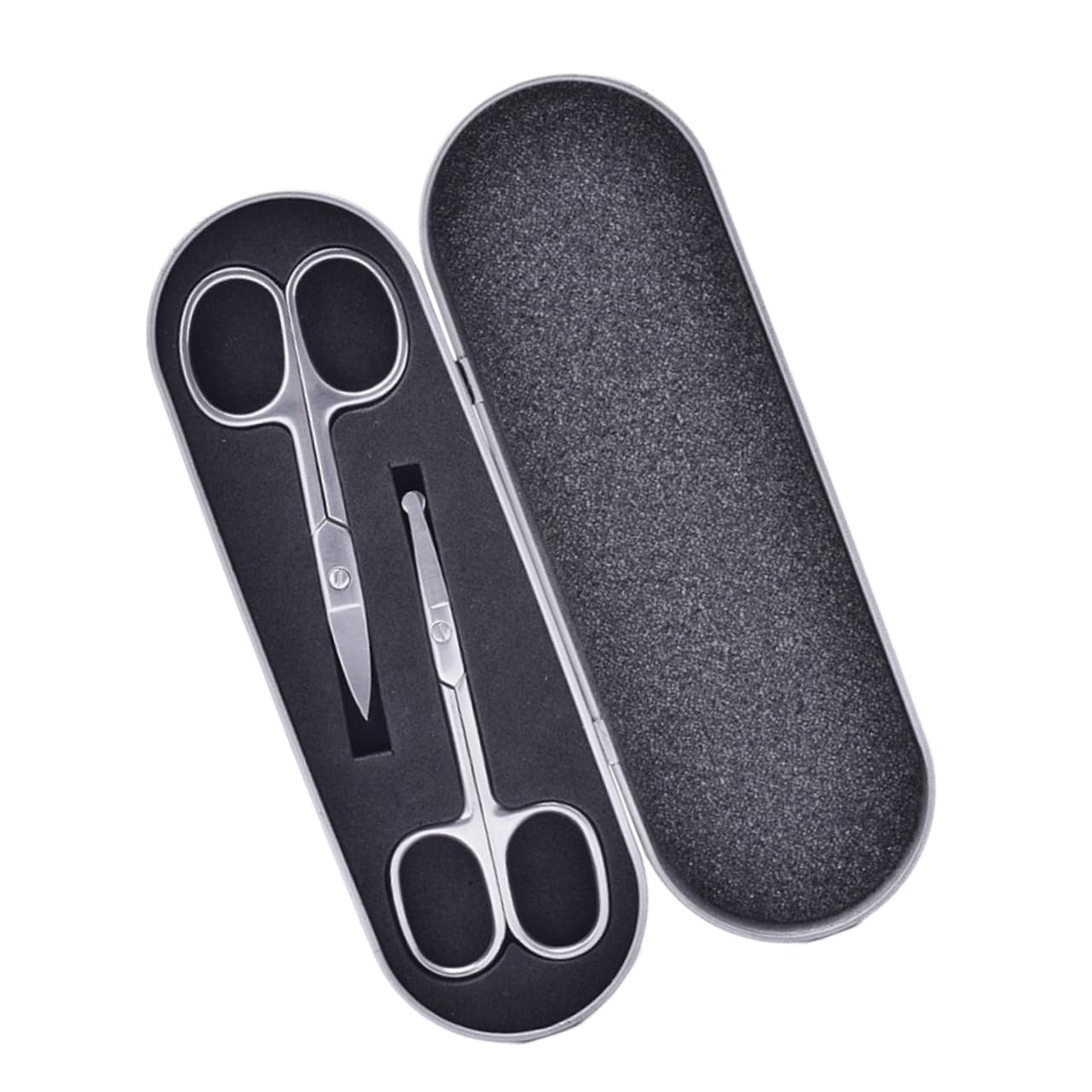 HONMEET 2pcs Stainless Steel Scissors Nose Hair Cutter Nasal Hair Scissors Ear Nose Shaver Eyebrow Trimming Scissors Eyebrow Hair Remover Nose Hair Scissors Eye Brow Shaping Kit Comb Black