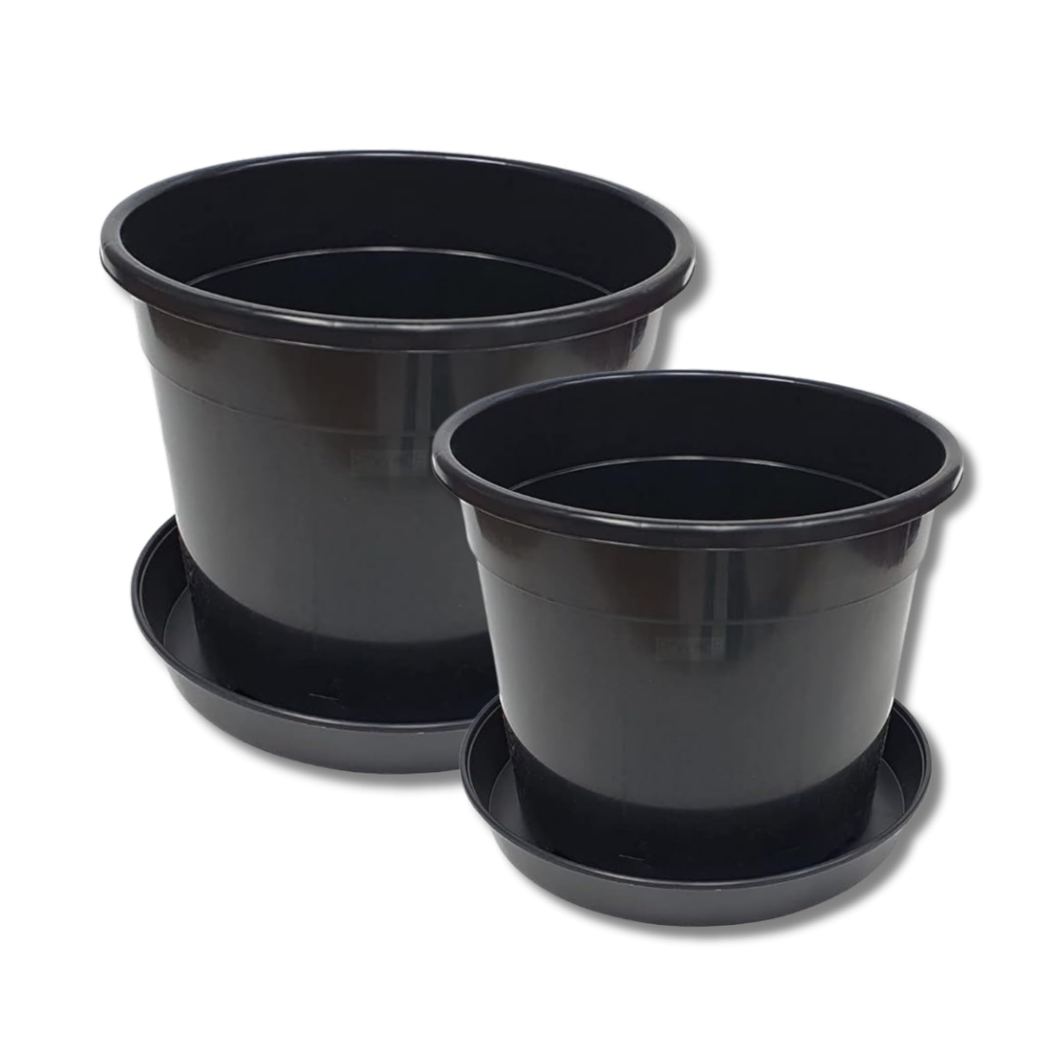 Gro Garden Products Plant Pot & Saucer, Heavy Duty Pot with Saucer - Tomato Planter, Large Plant Pots Outdoor & Indoor Plant Pot for Herb, Flowers, Potato (25 Litre Pot with 40cm Saucer, 4, Pack)