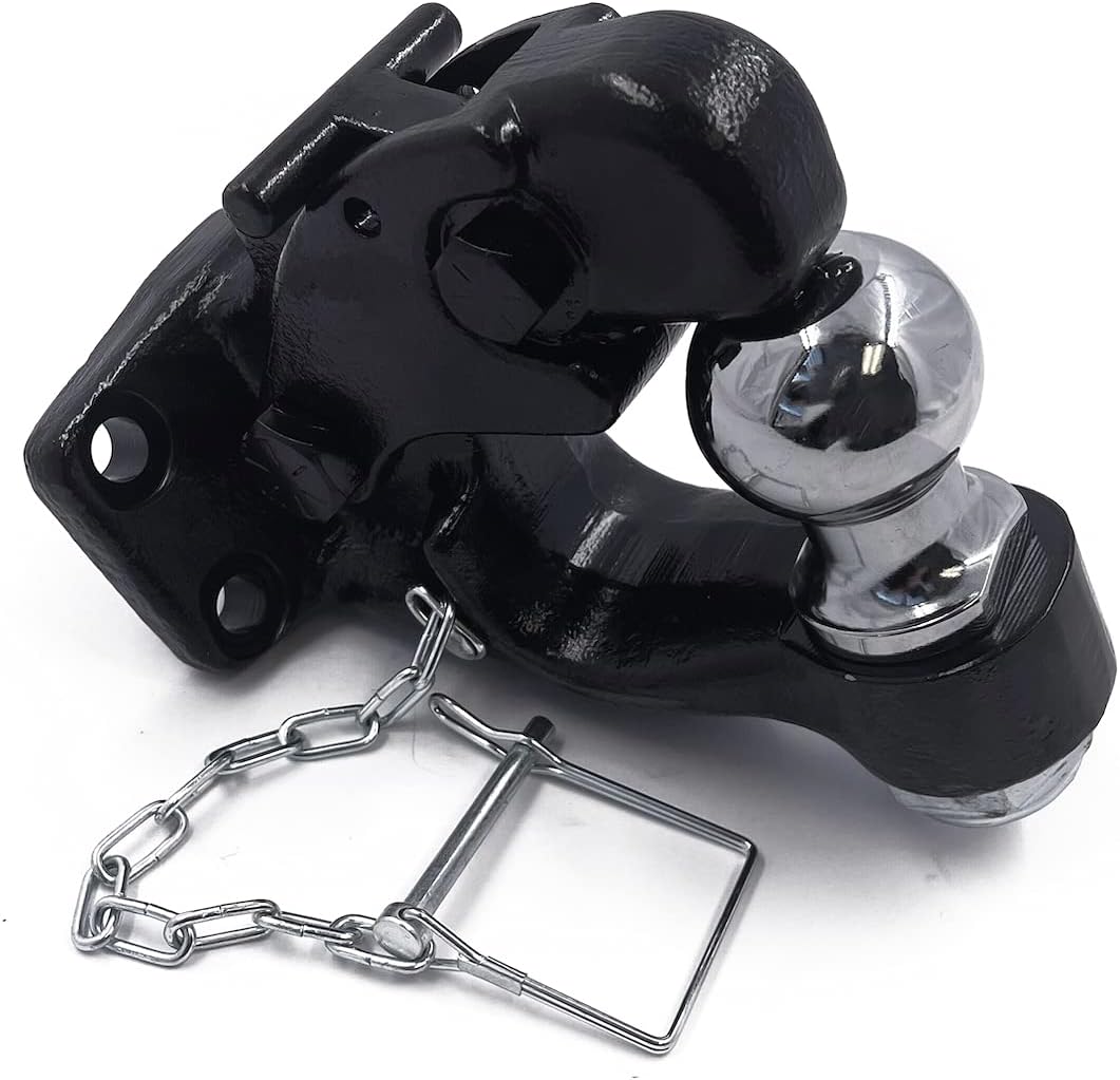 HongK- Heavy Duty 8 Ton Pintle & 2'' Ball Combo Trailer Hitch Towing Tow Hitch Hauler [P/N: ET-CAR-FIX013-BK]