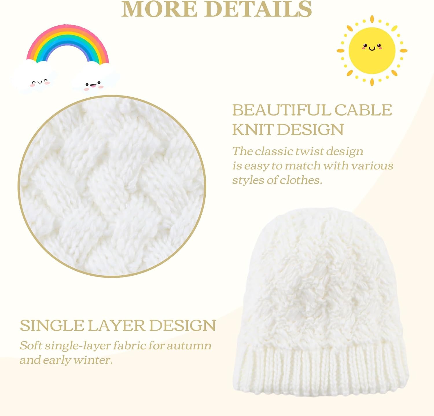 PESAAT Knit Toddler Girl Winter Hat Autumn Baby Boy Beanie Twist Infant Beanies Kids Hats with Pompom - Image 4