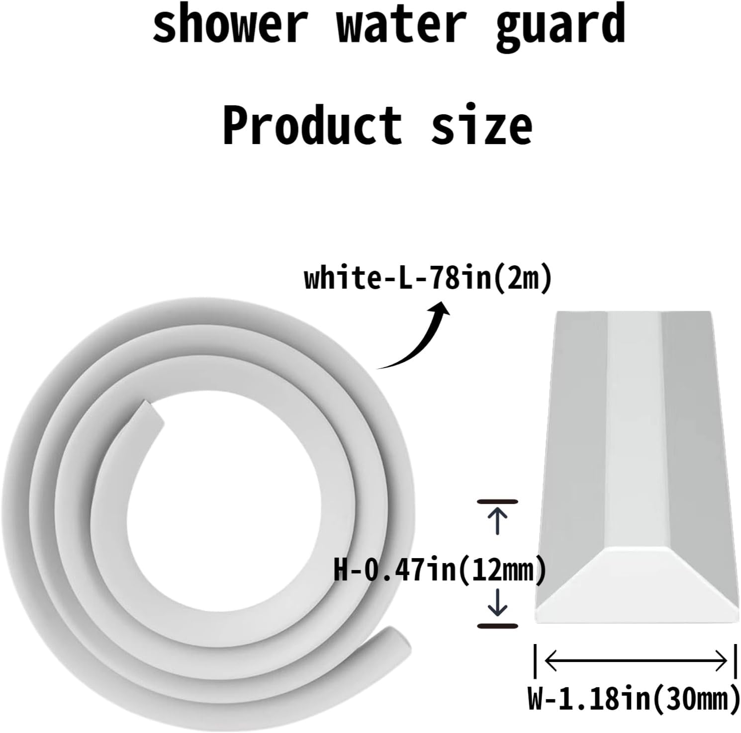 78in-Shower Threshold Water Dam,Shower Water Guard,Flexible Waterproof Splash,Self-Adhesive-Easy Install,for Use in Thresholds of Bathrooms and Kitchens Countertop Bedrooms(White)