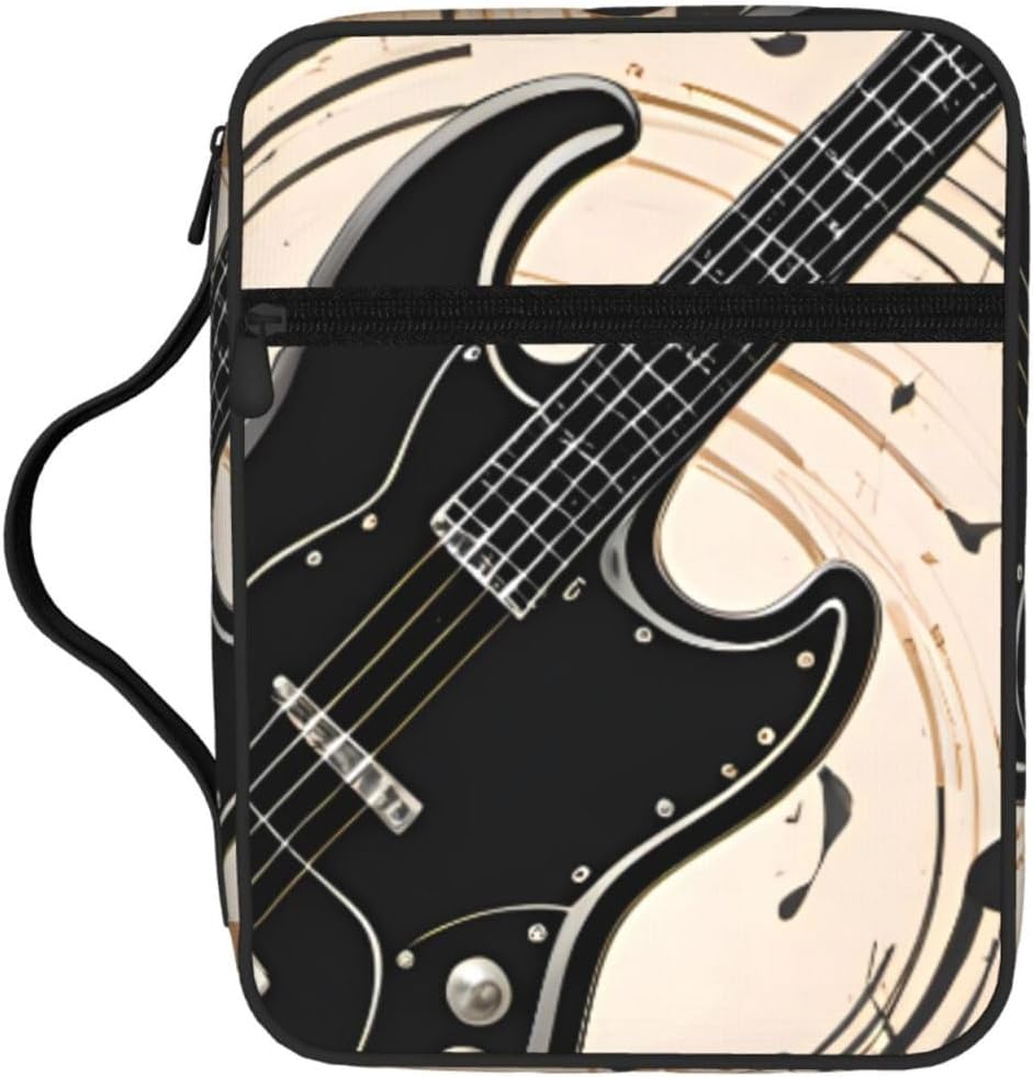 Guitar Bass Musical Instruments Bible Cover For Men Or Women, Large Quilted Case With Handle, Durable Bag And Carrying Case For Girls, Study Supplies Accessories, Christian Gift For Men Or Women