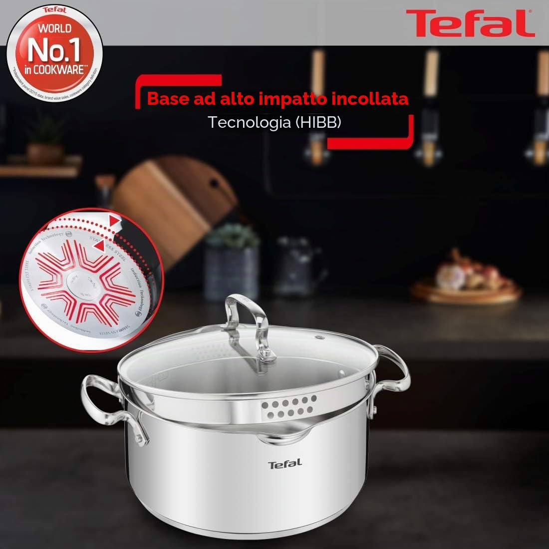 TEFAL DUETTO+ G7194655 CACEROLA ACERO INOXIDABLE