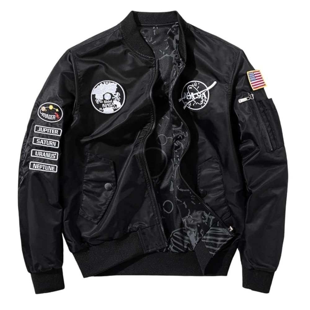 Amazon.com: Kinkia Men's Bomber Flight Jacket NASA Patches