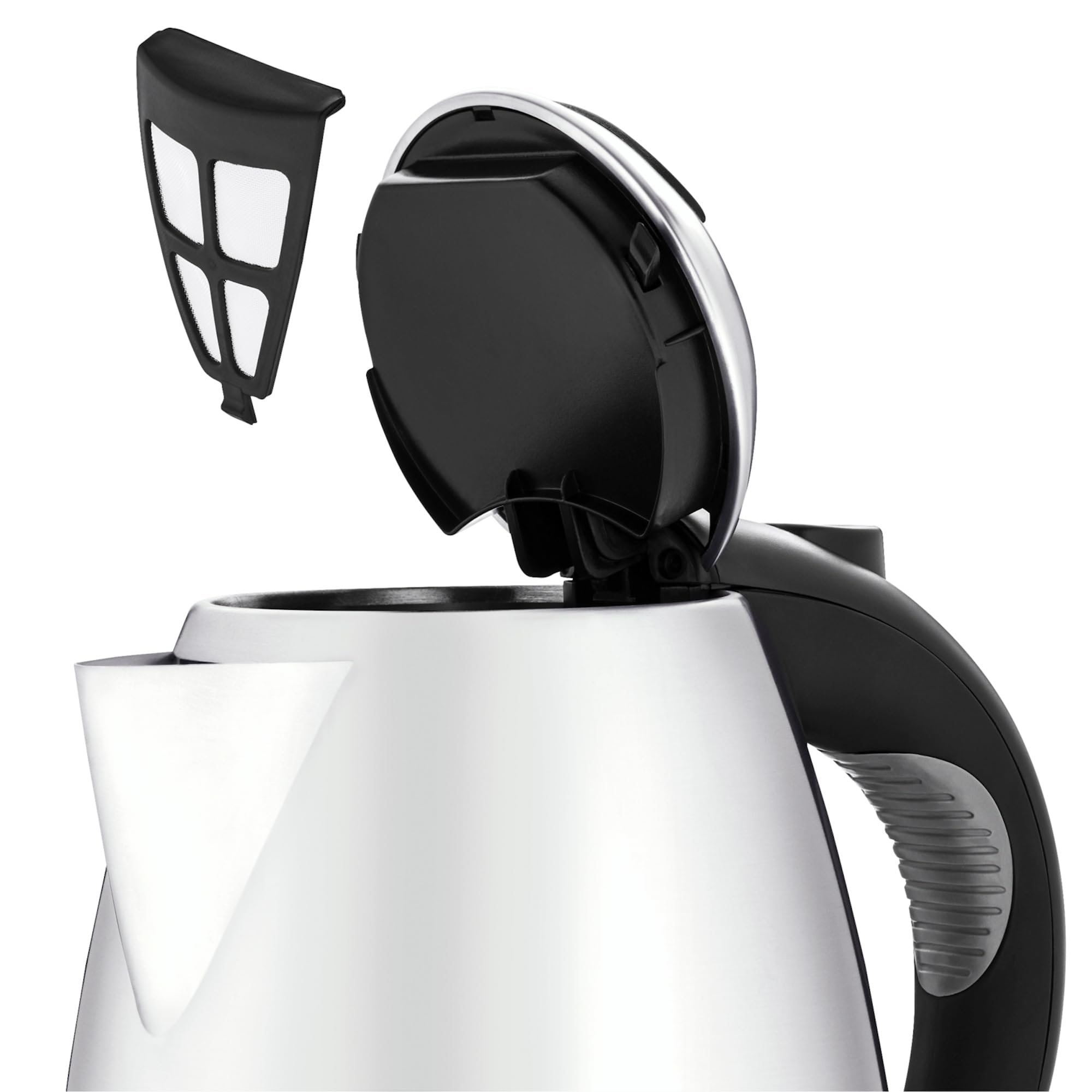 WMF Stelio Wasserkocher Edelstahl 1,7l, elektrischer Wasserkocher mit Kalkfilter, 2400 W, Wasserstandanzeige beleuchtet, edelstahl mattweiß
